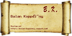 Balan Koppány névjegykártya